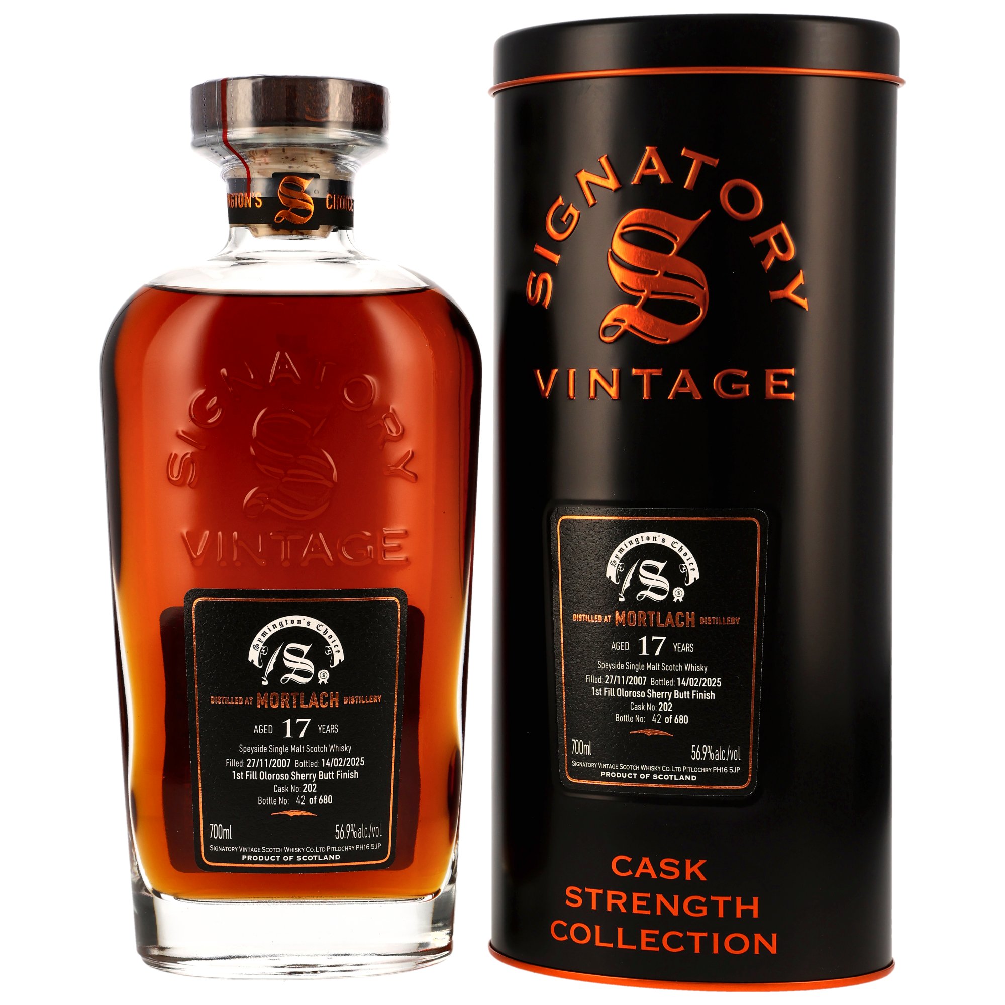 Mortlach 2007/2025 - 17 y.o. - 1st Fill Oloroso Sherry Butt Finish #202 - Signatory Symingtons Choice