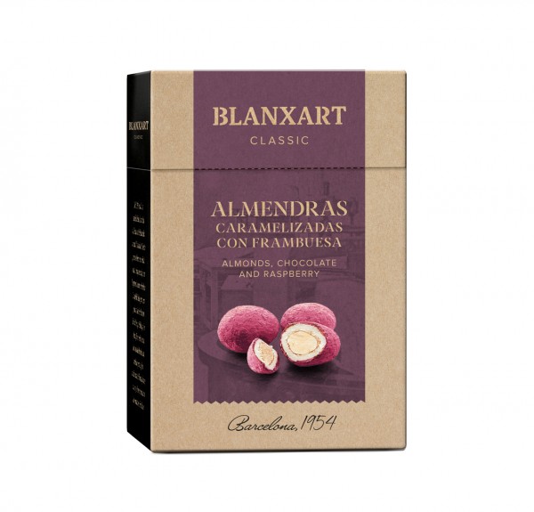 Blanxart - Almendras caramelizadas con frambuesa 100g.