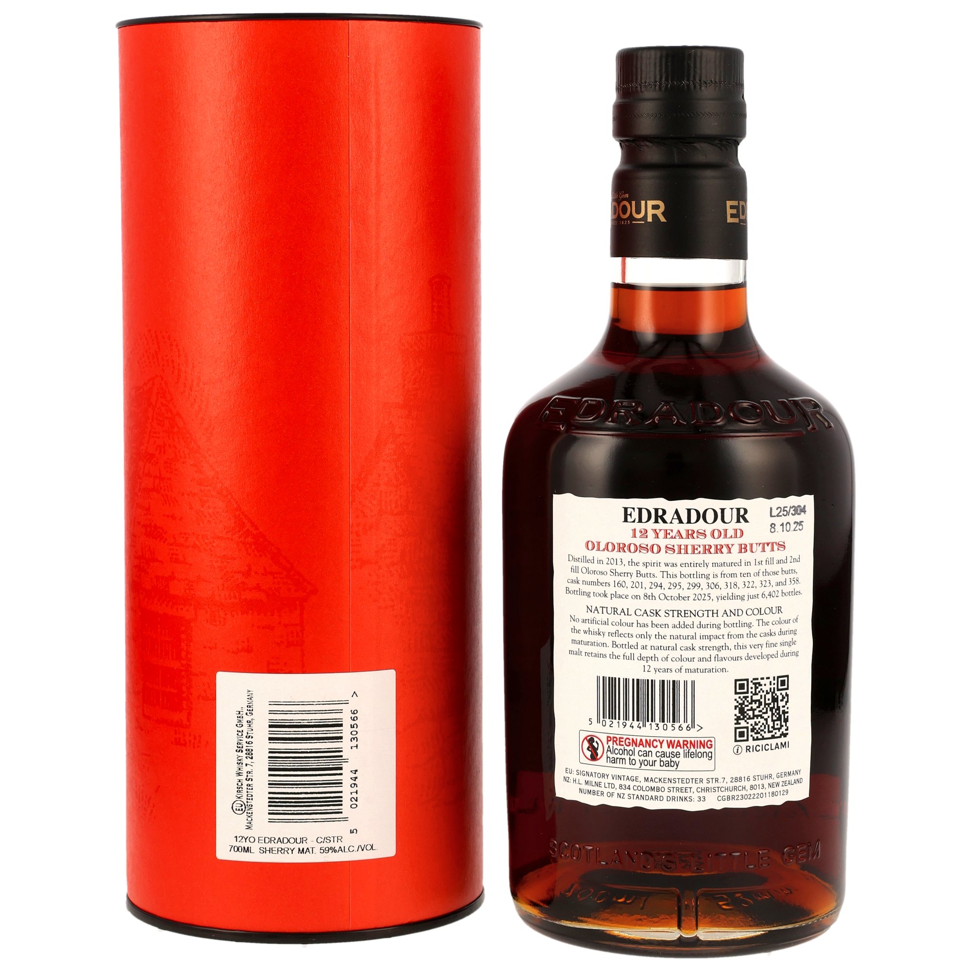 Edradour 2013/2025 - 12 y.o. - Oloroso Sherry Butts Natural Cask Strength Batch #7 - 59%