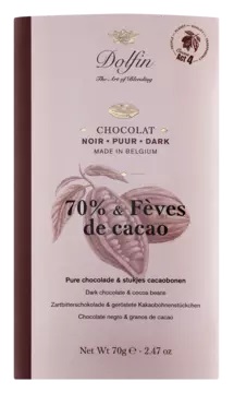 Dolfin 70% mit gerösteten Kakaosplittern - 70g.