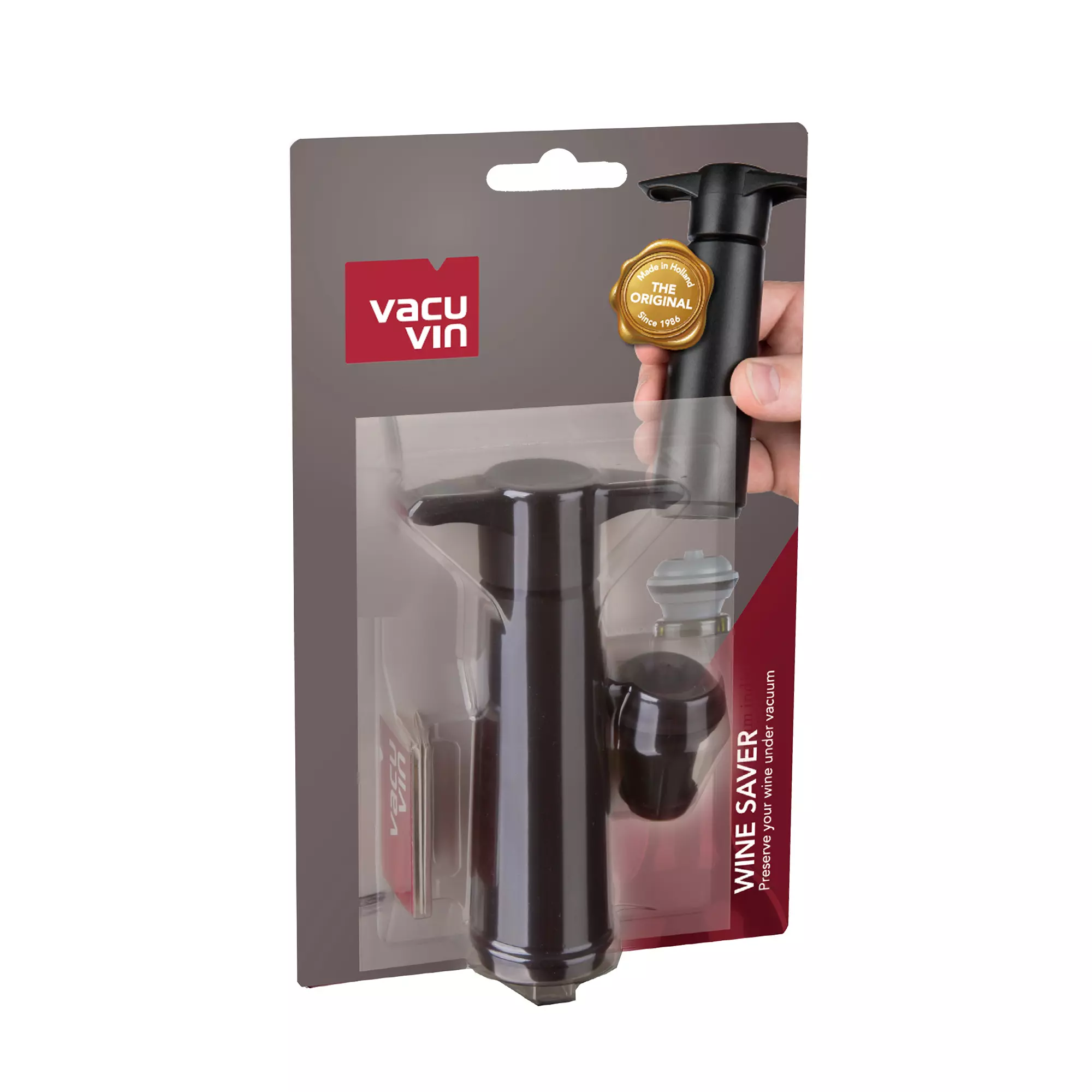 VacuVin Weinpumpe Vakuum schwarz - 1 Stopfen