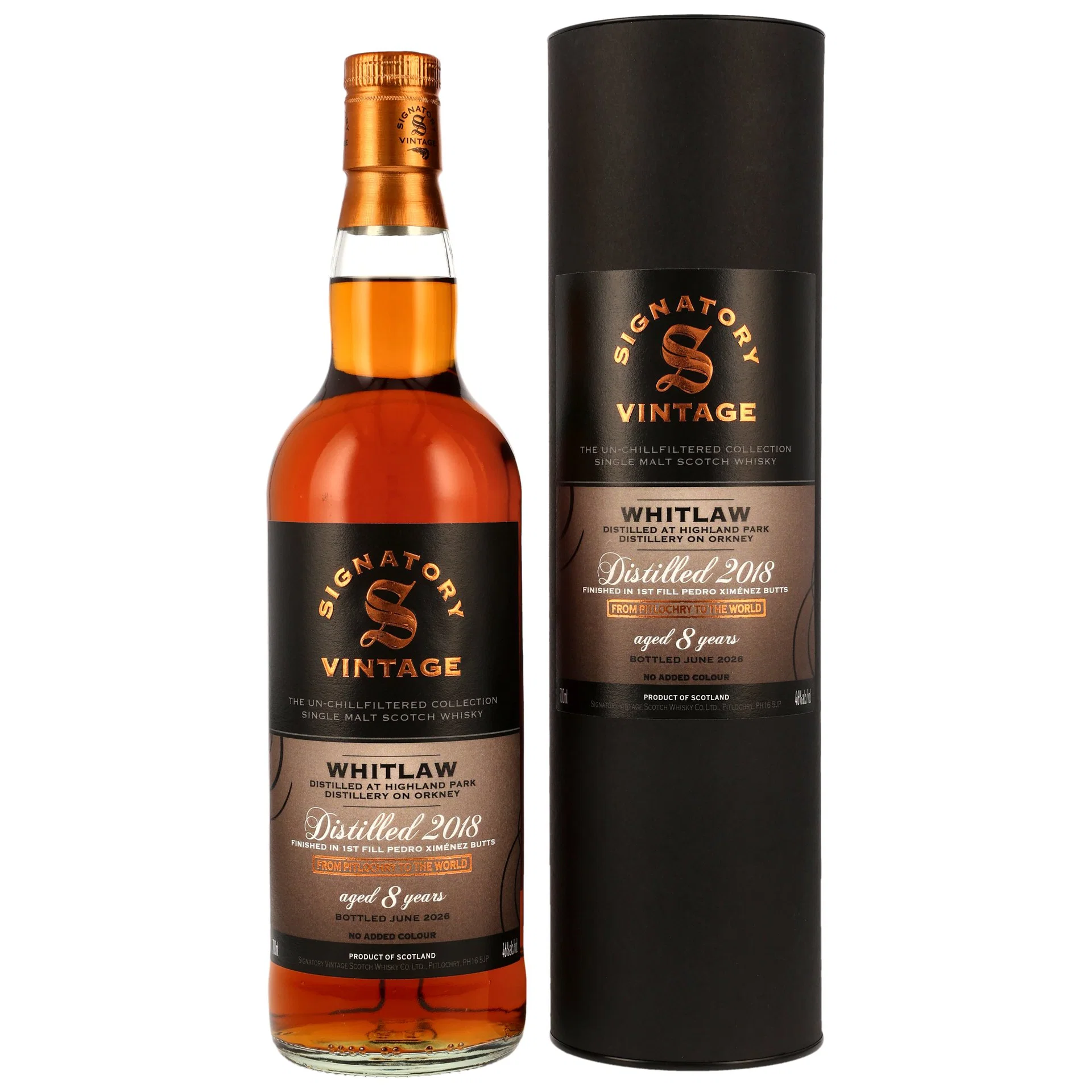 Whitlaw 2018/2026 - 8 y.o. - 1st Fill PX Sherry Butts Finish - Sig un-chill 46%