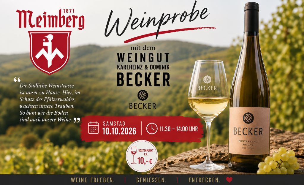 Weinprobe Becker - Pfalz, Samstag 10.10.2026 - ab 11:30 Uhr