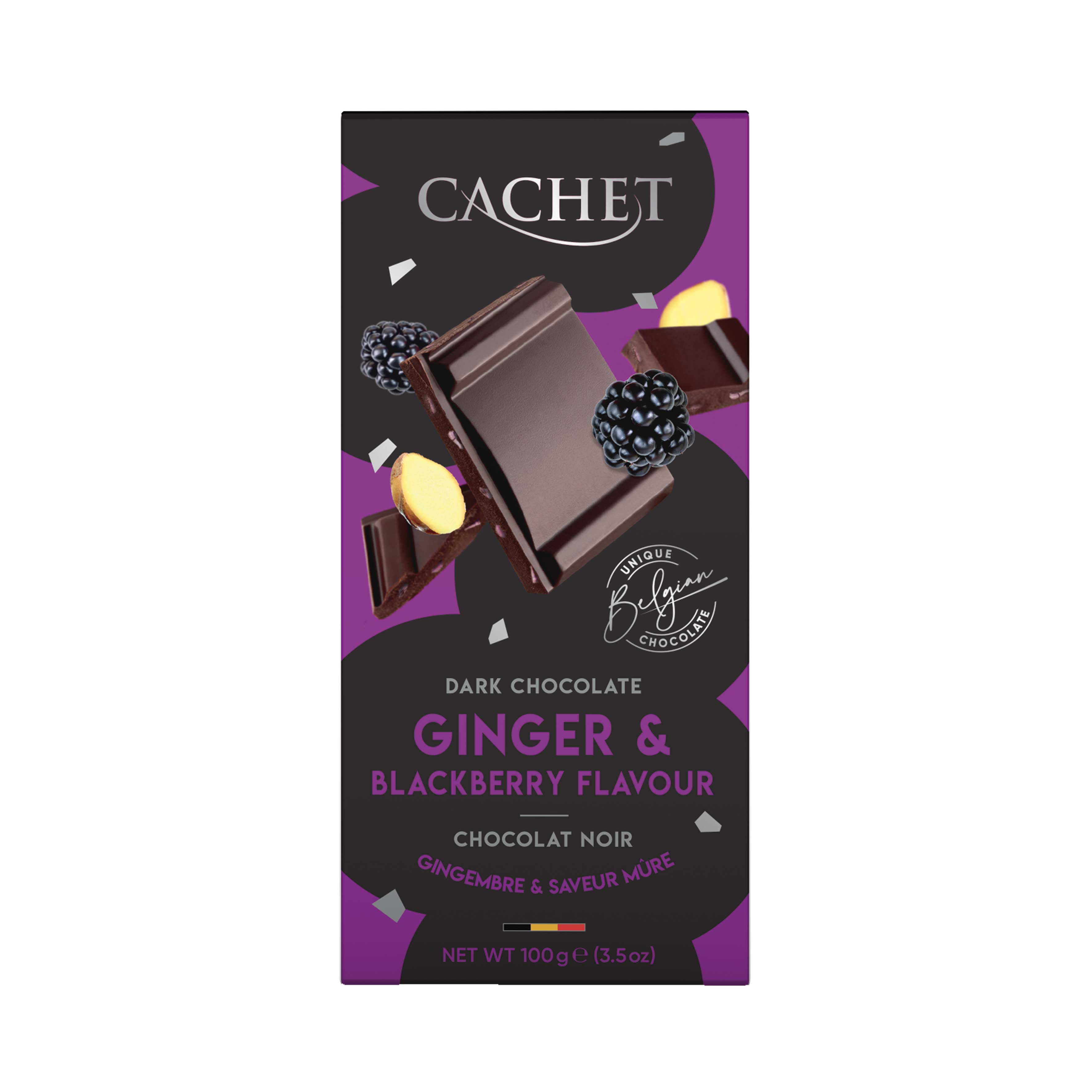 CACHET - Bitterschokolade 57% - Ingwer & Brombeergeschmack 100g