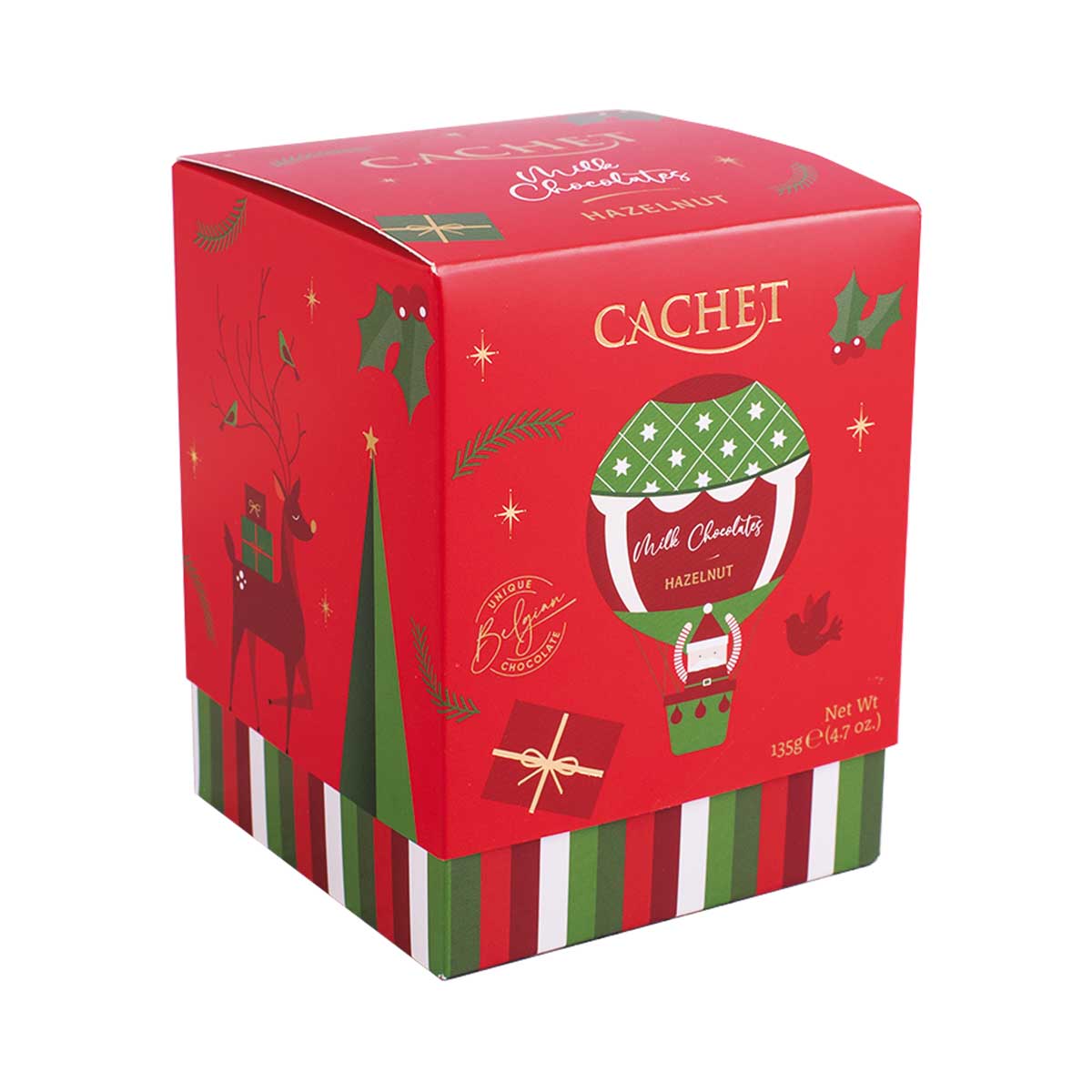 CACHET - Mini-Milchschokolade mit Haselnussstückchen - Santas Air Balloon Box 135g