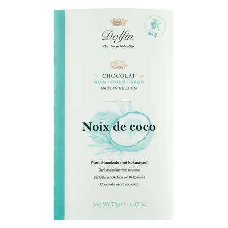 Dolfin - Zartbitterschokolade mit Kokosnuss 70g.