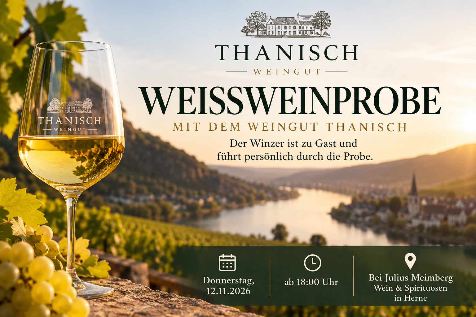 Weißweinprobe mit THANISCH - Donnerstag 12.11.2026 - ab 18:00 Uhr – Der Winzer ist zu Gast!